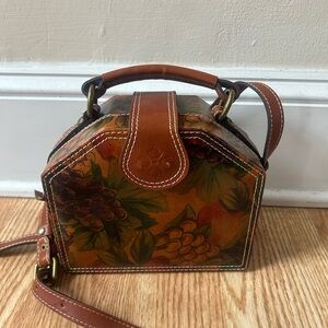 Brown Floral Leather Handbag